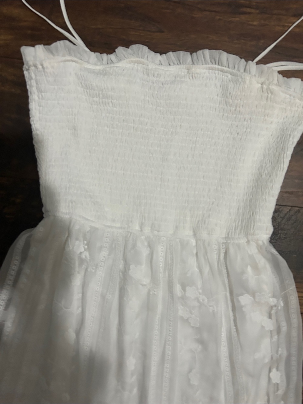 Aeom White Smocked Bodice Floral Embroidered Maxi Dress (NEW) - Picture 9 of 10